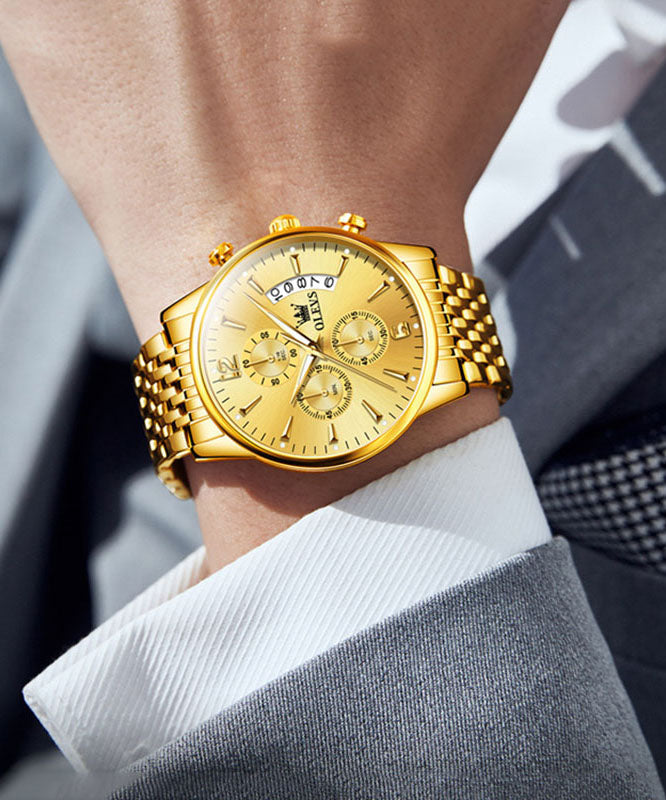 Chic Gold Stainless Steel Quartz Movement Machinery Watches