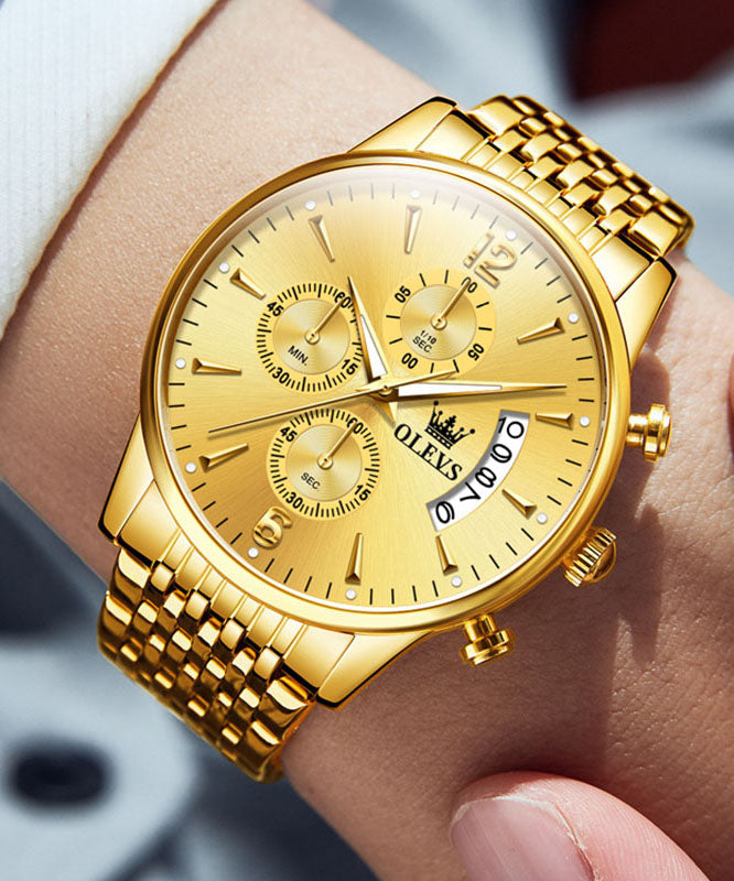 Chic Gold Stainless Steel Quartz Movement Machinery Watches