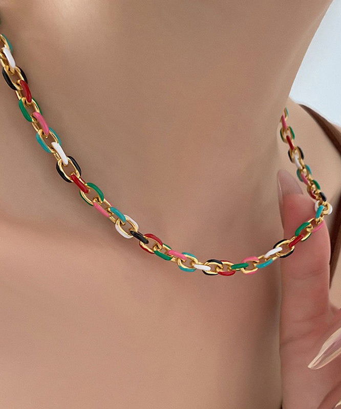 Chic Rainbow Stainless Steel Drip Glaze Enamel Bracelet And Pendant Necklace Two Piece Set
