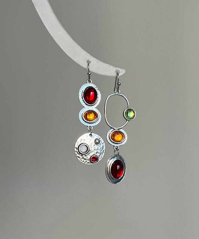 Chic Rainbow Sterling Silver Alloy Geometry Hollow Out Drop Earrings