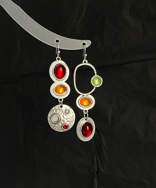 Chic Rainbow Sterling Silver Alloy Geometry Hollow Out Drop Earrings