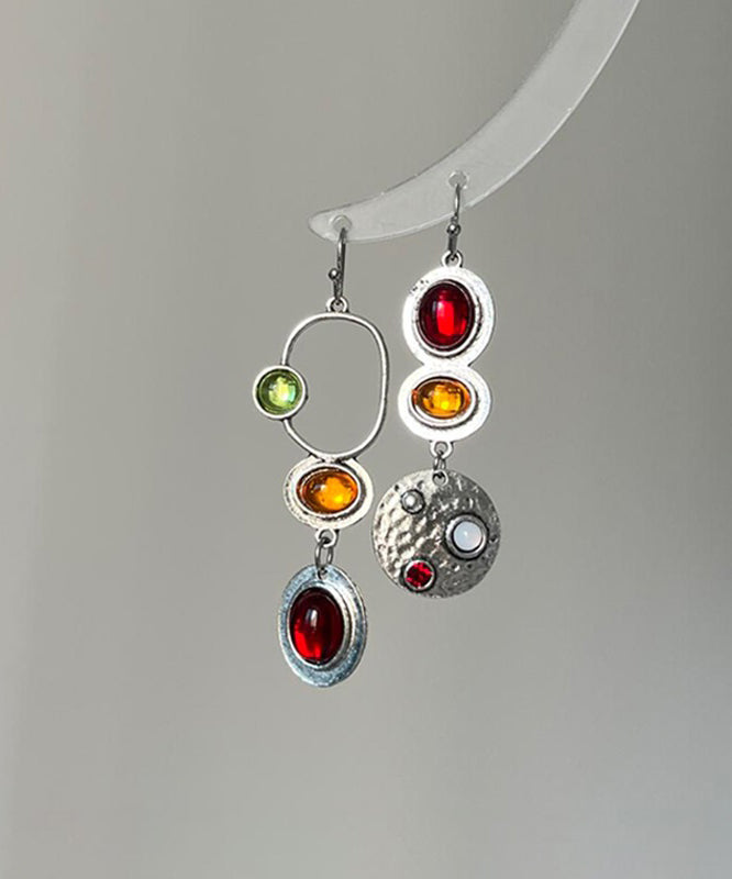 Chic Rainbow Sterling Silver Alloy Geometry Hollow Out Drop Earrings