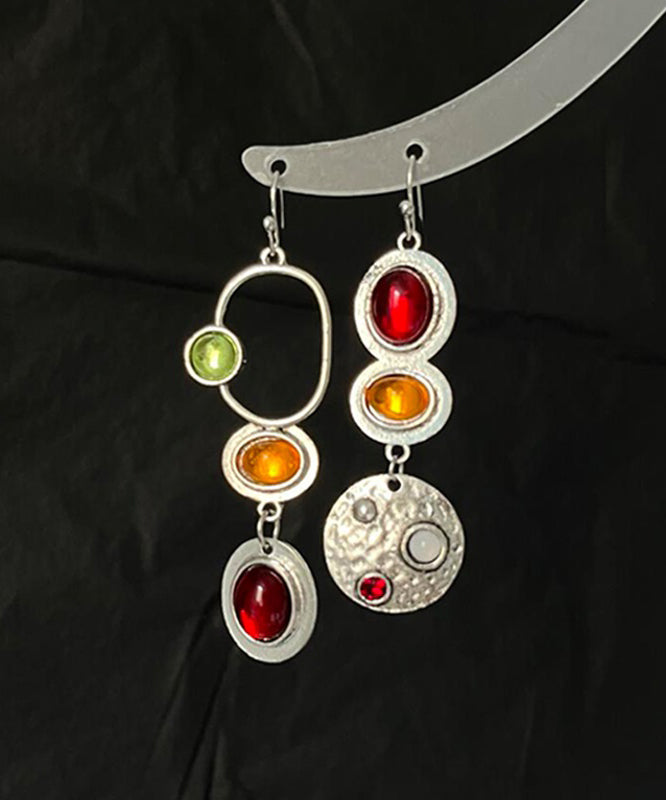 Chic Rainbow Sterling Silver Alloy Geometry Hollow Out Drop Earrings