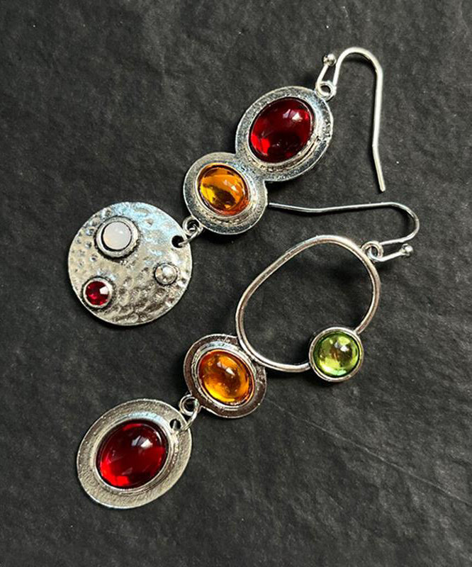 Chic Rainbow Sterling Silver Alloy Geometry Hollow Out Drop Earrings