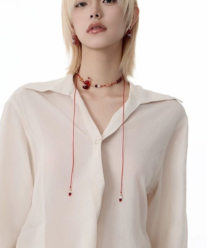 Chic Red String Reinforced Glass Calabash Pendant Necklace