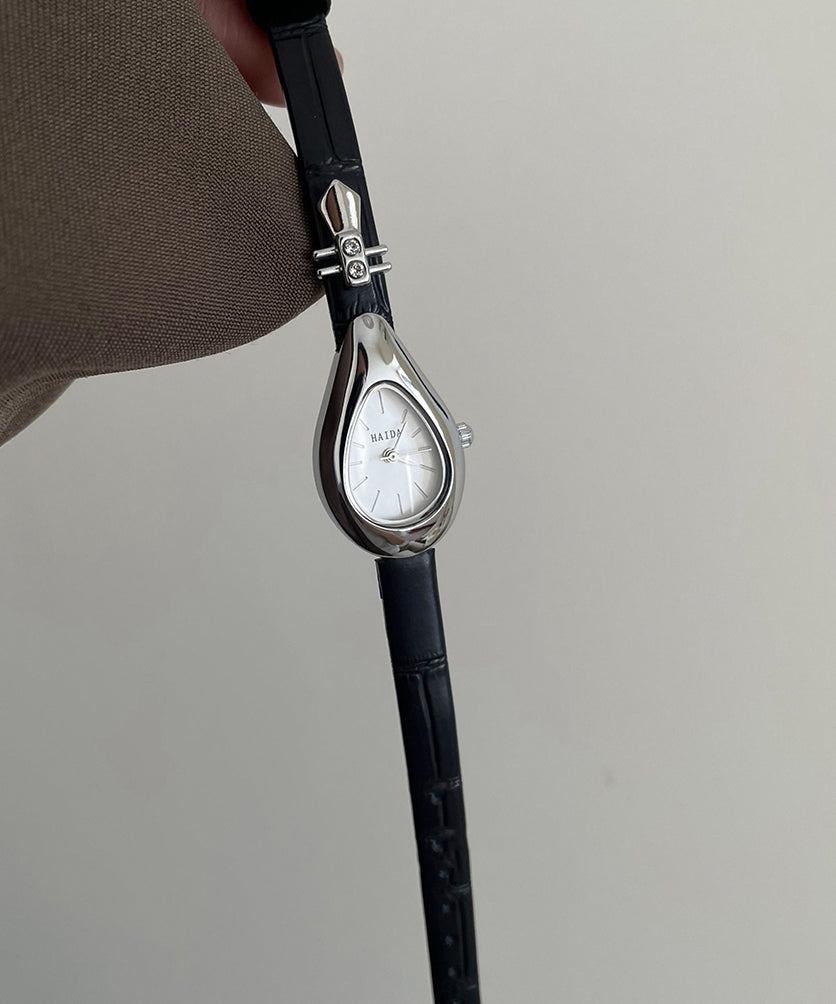 Chic Silk Leather Tempered Glass Pipa Watches