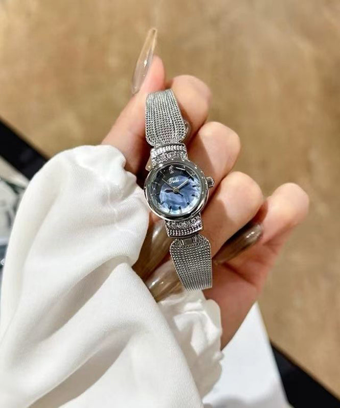 Chic Silk Stainless Steel Zircon Waterproof Reinforced Glass Watches