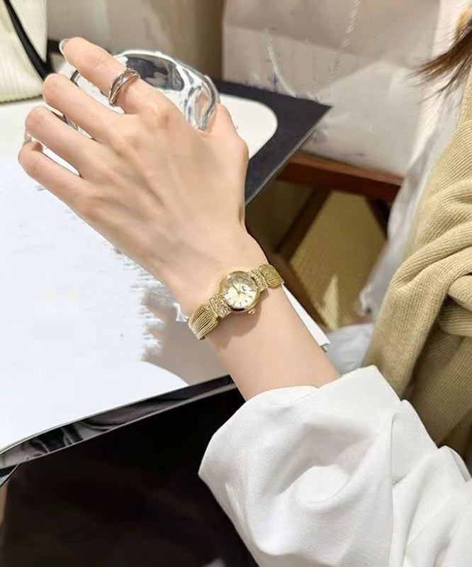 Chic Silk Stainless Steel Zircon Waterproof Reinforced Glass Watches