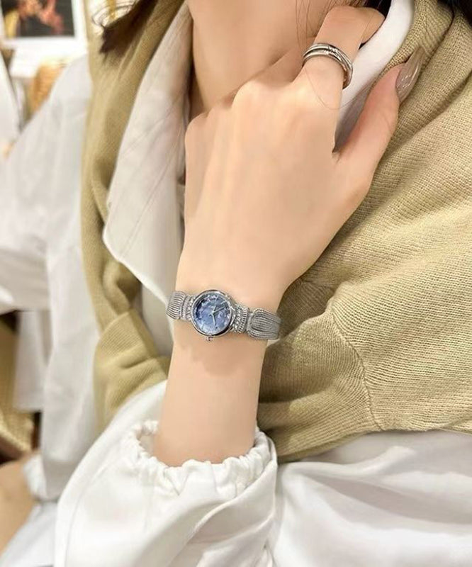 Chic Silk Stainless Steel Zircon Waterproof Reinforced Glass Watches