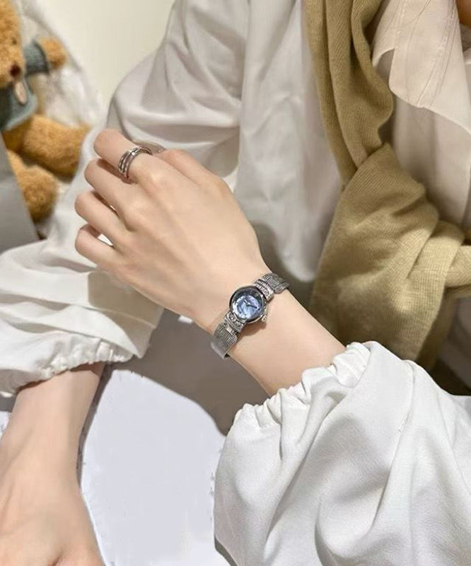 Chic Silk Stainless Steel Zircon Waterproof Reinforced Glass Watches