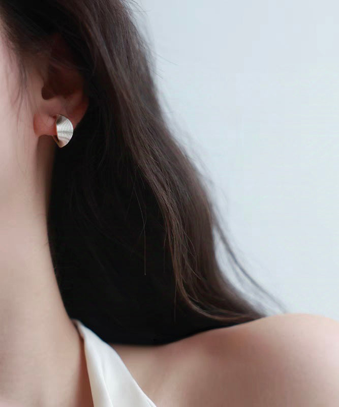 Chic Silk Sterling Silver C-Shaped Geometry Hoop Earrings