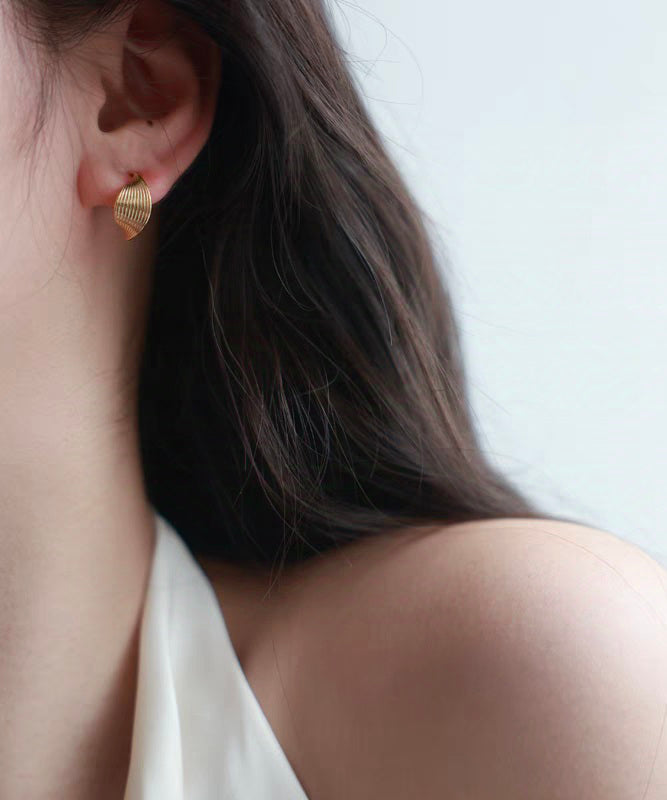 Chic Silk Sterling Silver C-Shaped Geometry Hoop Earrings