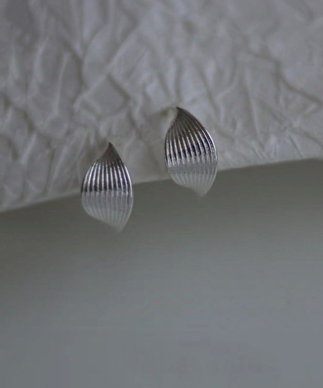 Chic Silk Sterling Silver C-Shaped Geometry Hoop Earrings