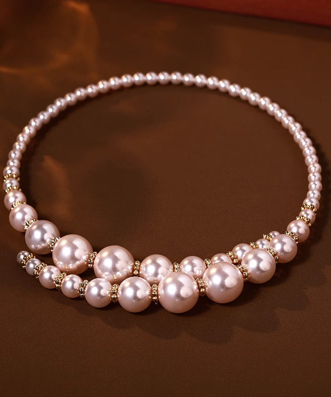 Chic White Alloy Pearl Beading Collar Necklace