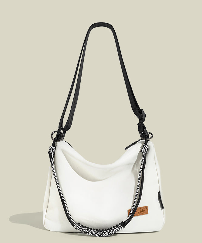 Chic White Solid Durable Canvas Messenger Bag