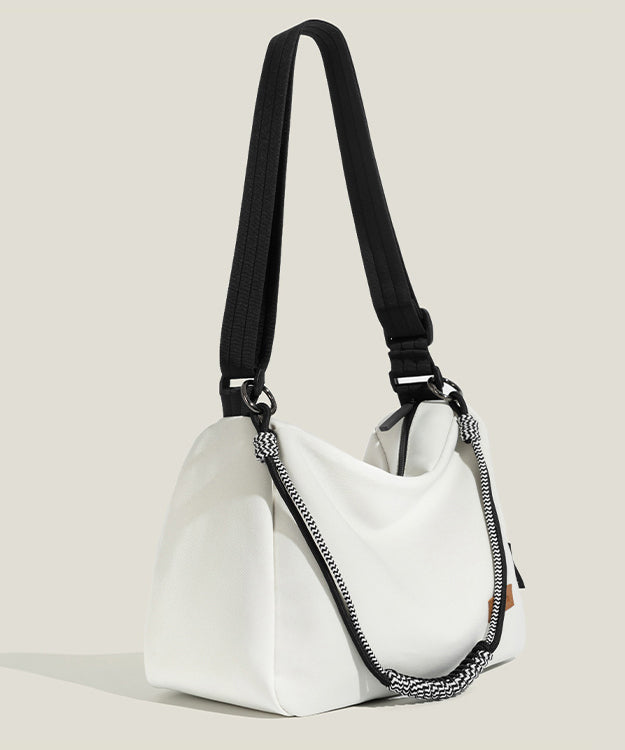 Chic White Solid Durable Canvas Messenger Bag