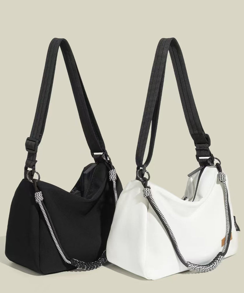 Chic White Solid Durable Canvas Messenger Bag