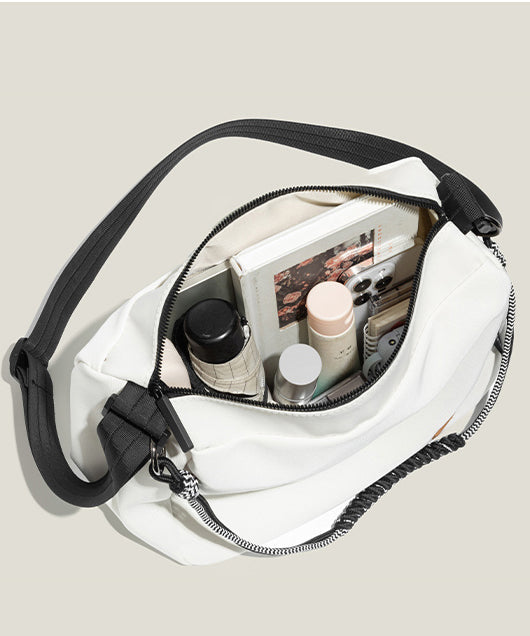 Chic White Solid Durable Canvas Messenger Bag