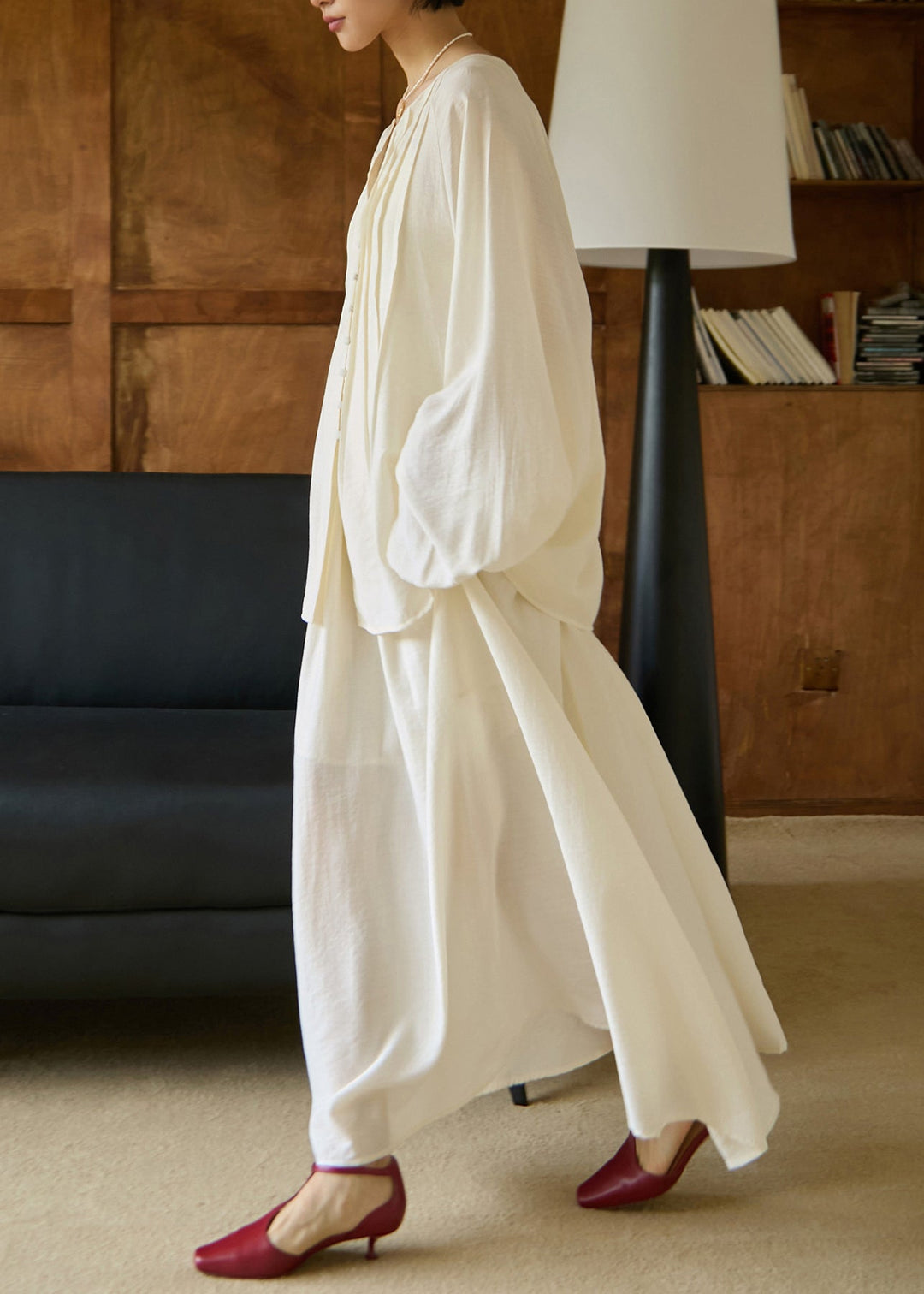 Chic White Tops And Pants Cotton 2 Piece Outfit Fall