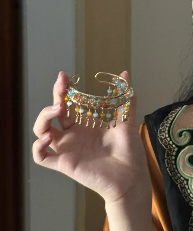 Chinese Style Gold Sterling Silver Overgild Tassel Cuff