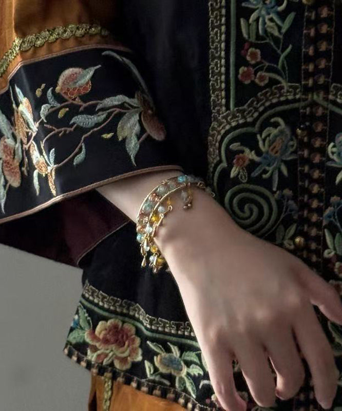 Chinese Style Gold Sterling Silver Overgild Tassel Cuff