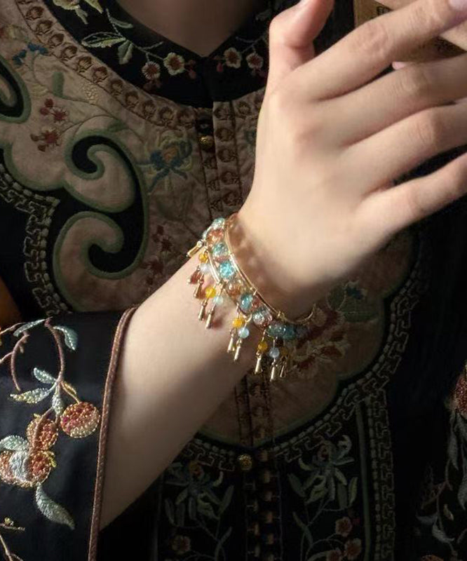 Chinese Style Gold Sterling Silver Overgild Tassel Cuff