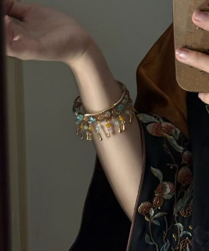 Chinese Style Gold Sterling Silver Overgild Tassel Cuff