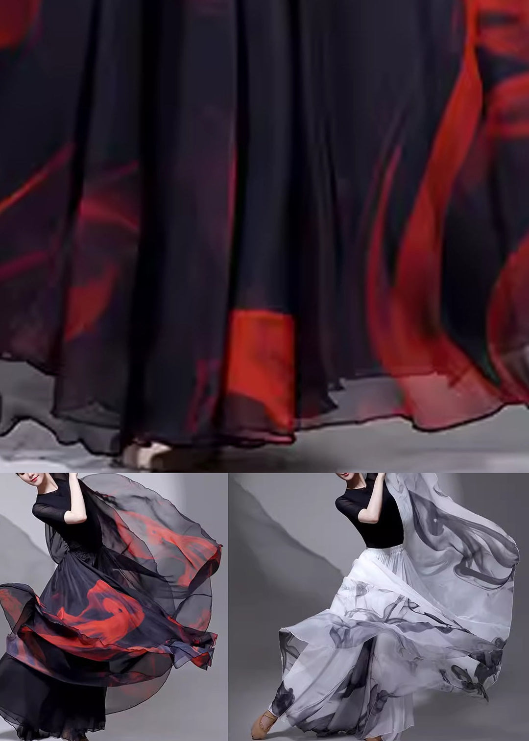 Chinese Style White Elastic Waist Silk Skirt Summer