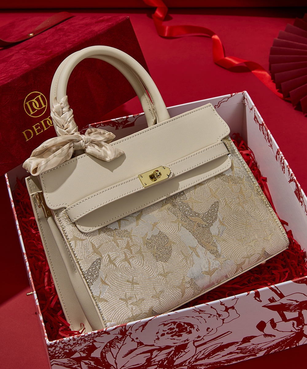 Classy Beige Embroidered Faux Leather Micro Bag