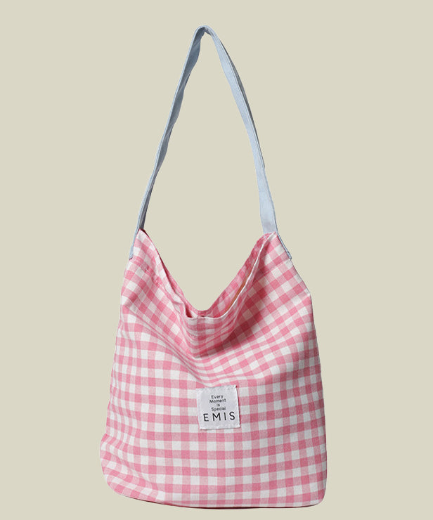 Classy Blue Plaid Large Capacity Canvas Shoulder Bags