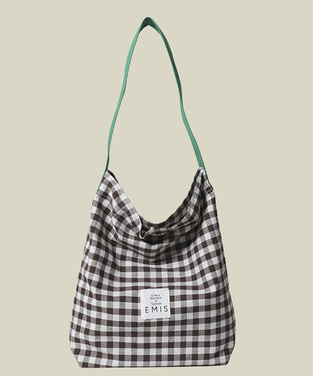 Classy Blue Plaid Large Capacity Canvas Shoulder Bags