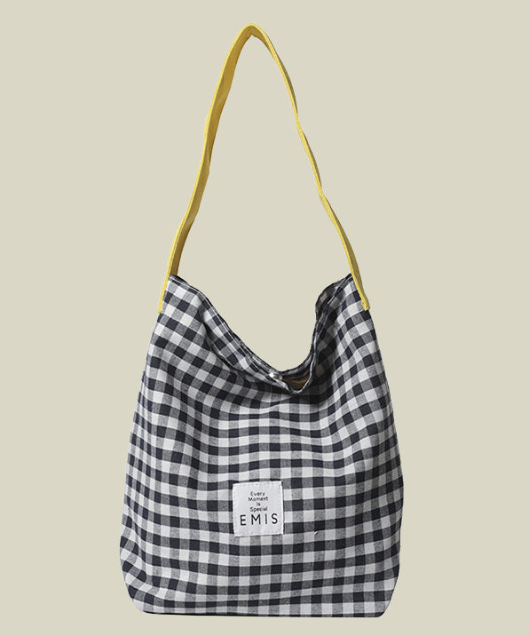Classy Blue Plaid Large Capacity Canvas Shoulder Bags