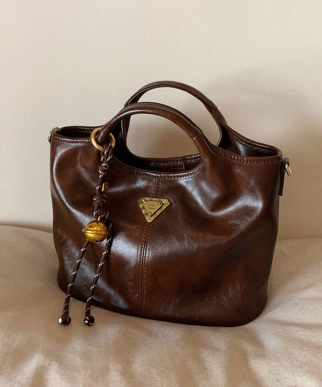 Classy Colorblock Solid Durable Faux Leather Tote Handbag