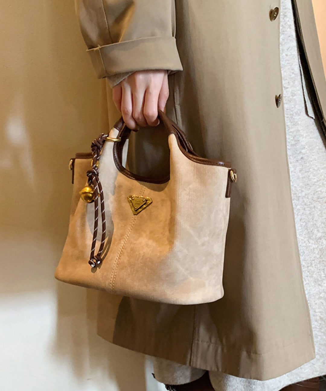 Classy Colorblock Solid Durable Faux Leather Tote Handbag