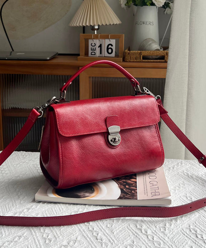 Classy Orange Solid Durable Leather Versatile Messenger Bag