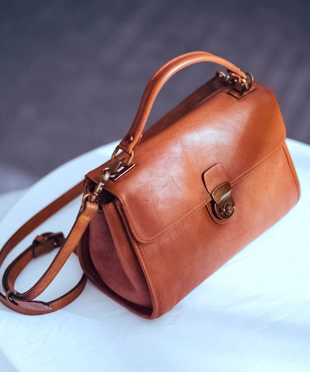 Classy Orange Solid Durable Leather Versatile Messenger Bag