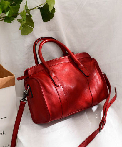 Classy Red Large Capacity Leather Tote Handbag