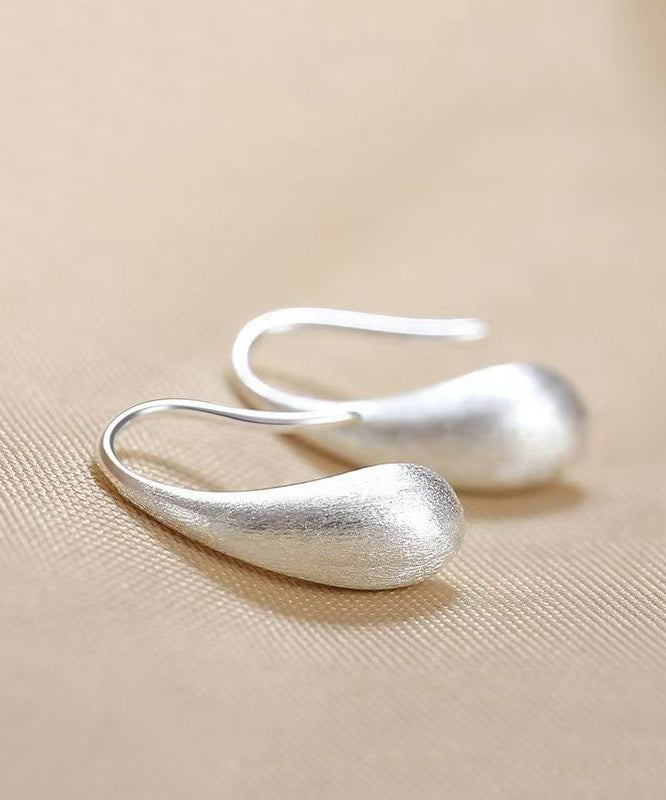 Classy White Sterling Silver Water Drop Hoop Earrings