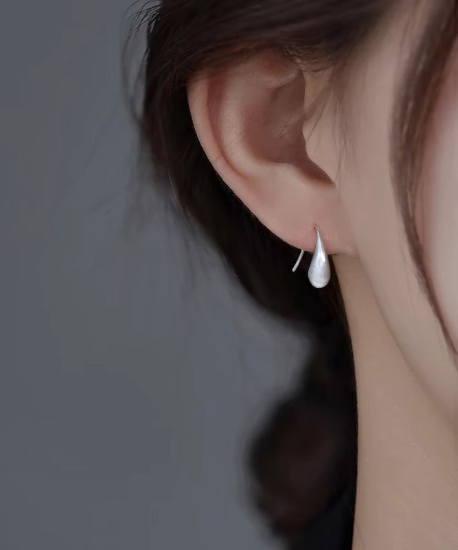 Classy White Sterling Silver Water Drop Hoop Earrings