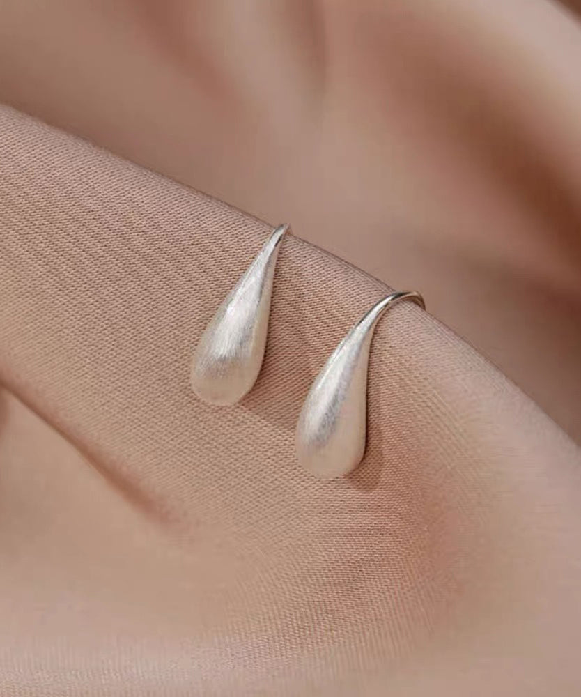 Classy White Sterling Silver Water Drop Hoop Earrings
