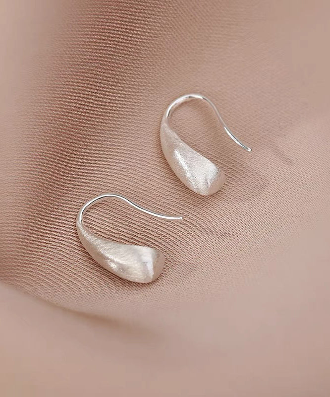 Classy White Sterling Silver Water Drop Hoop Earrings