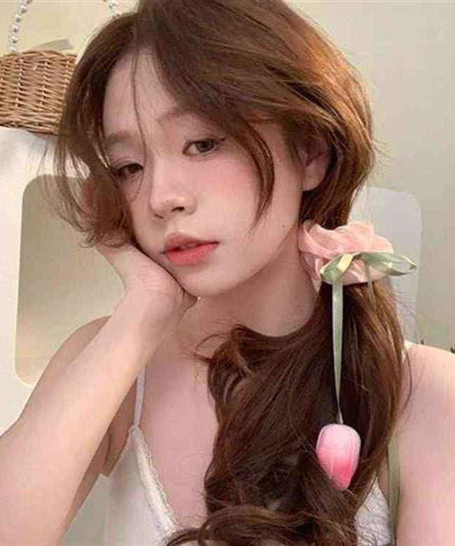 Cute Beige Silk Tulip Ribbon Hair Band