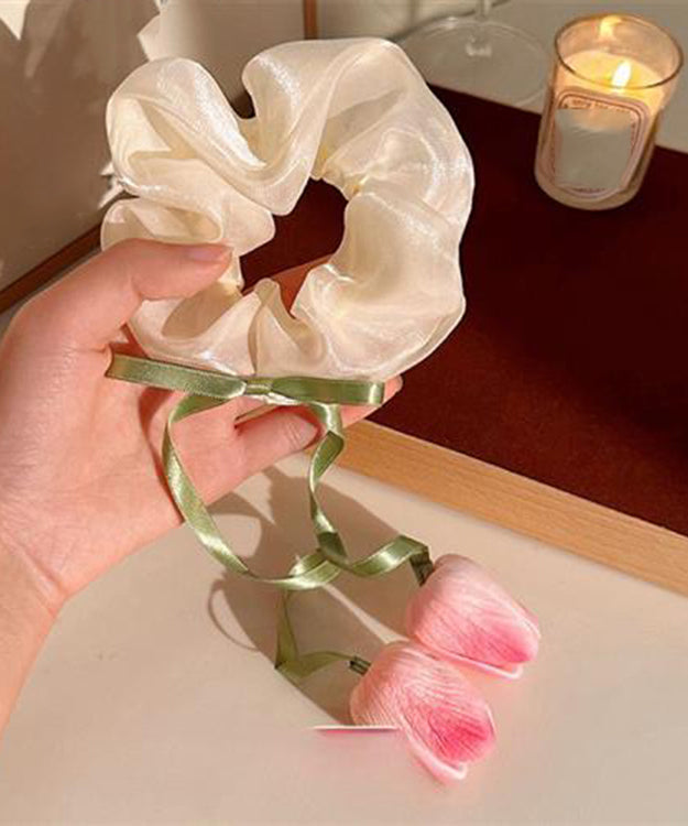 Cute Beige Silk Tulip Ribbon Hair Band