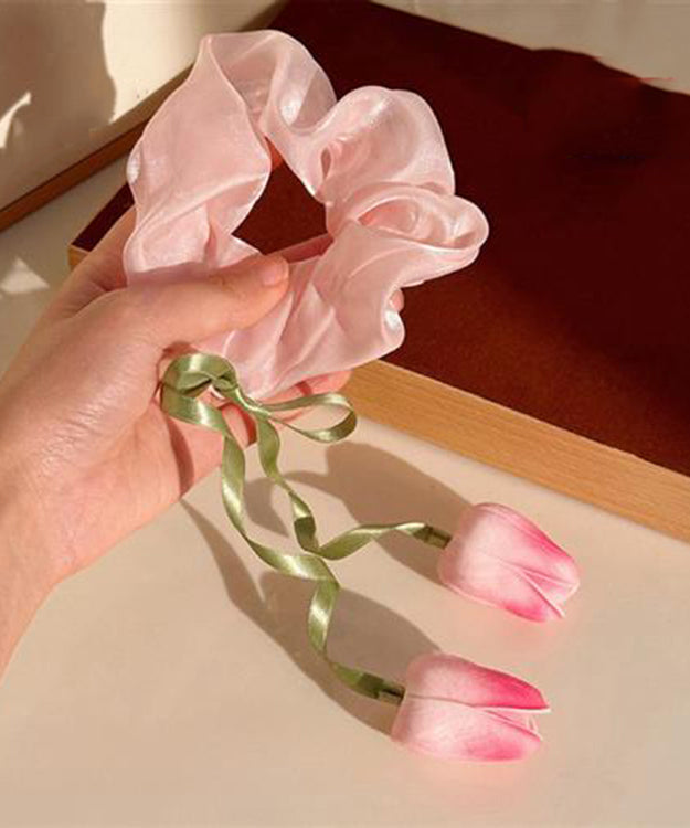 Cute Beige Silk Tulip Ribbon Hair Band