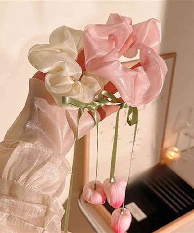 Cute Beige Silk Tulip Ribbon Hair Band