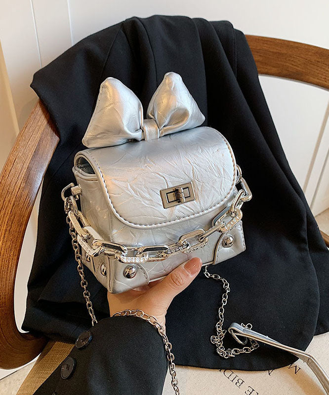 Cute Bow Chain Linked Faux Leather Girls Mini Bag