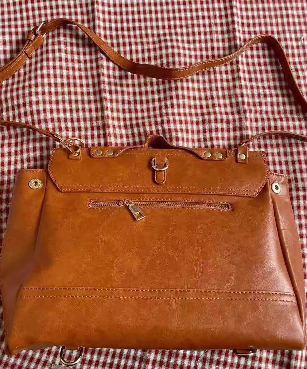 Cute Brown Bear Appliqued Faux Leather Backpack Bag