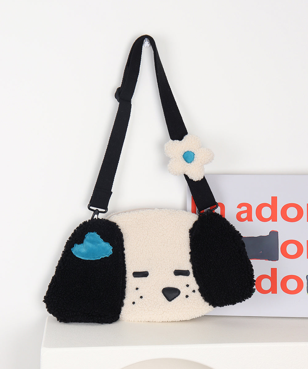 Cute Litter Gog Fuzzy Fur Fluffy Message Bag