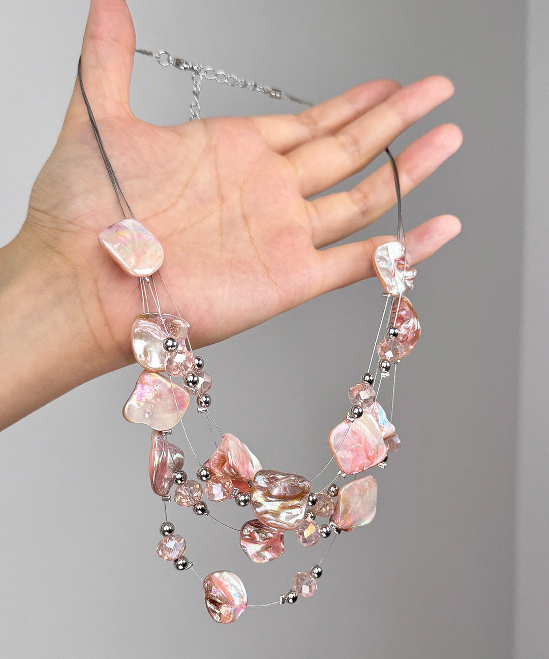Cute Pink Alloy Shell Layered Pendant Necklace