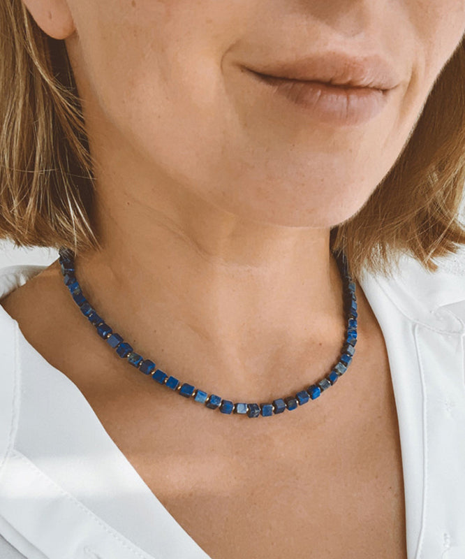 DIY Blue Alloy Gem Stone Beading Gratuated Bead Necklace